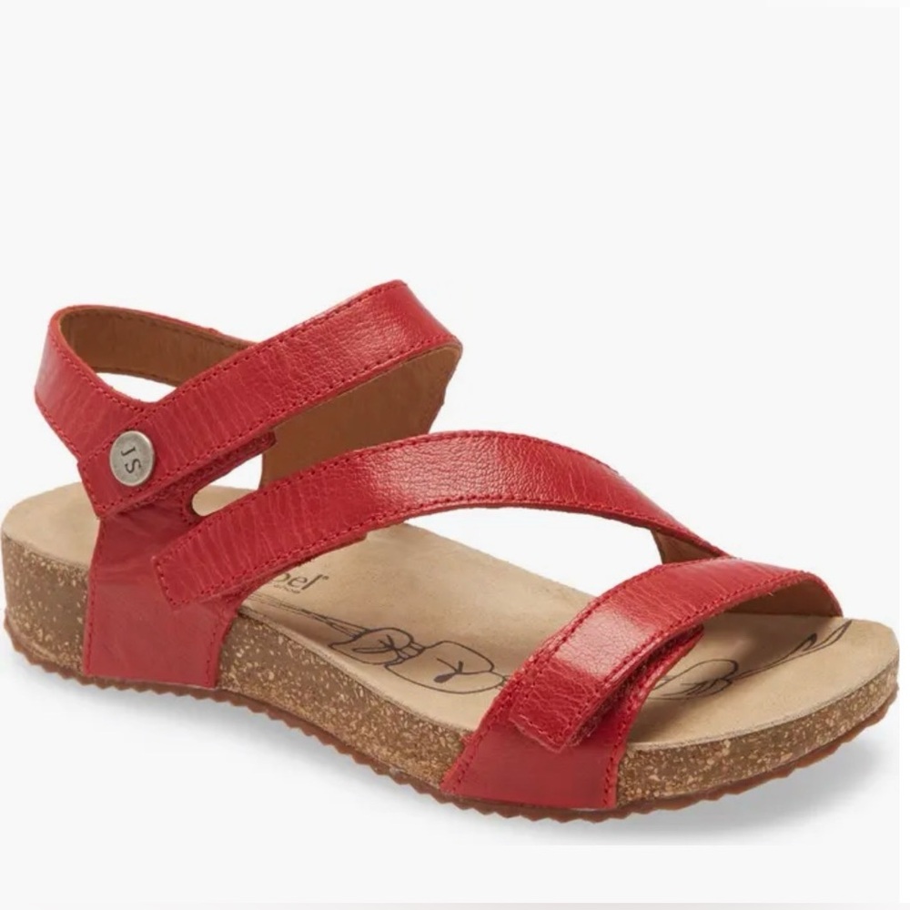 Josef Seibel Tonga 25 Sandals Red Leather Strappy Comfort EU 40 US 9